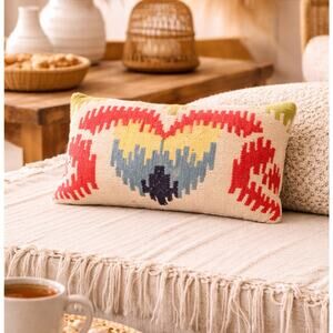 BOHO Turkish style woven Southwestern multicolor throw pillow 21” x 12”